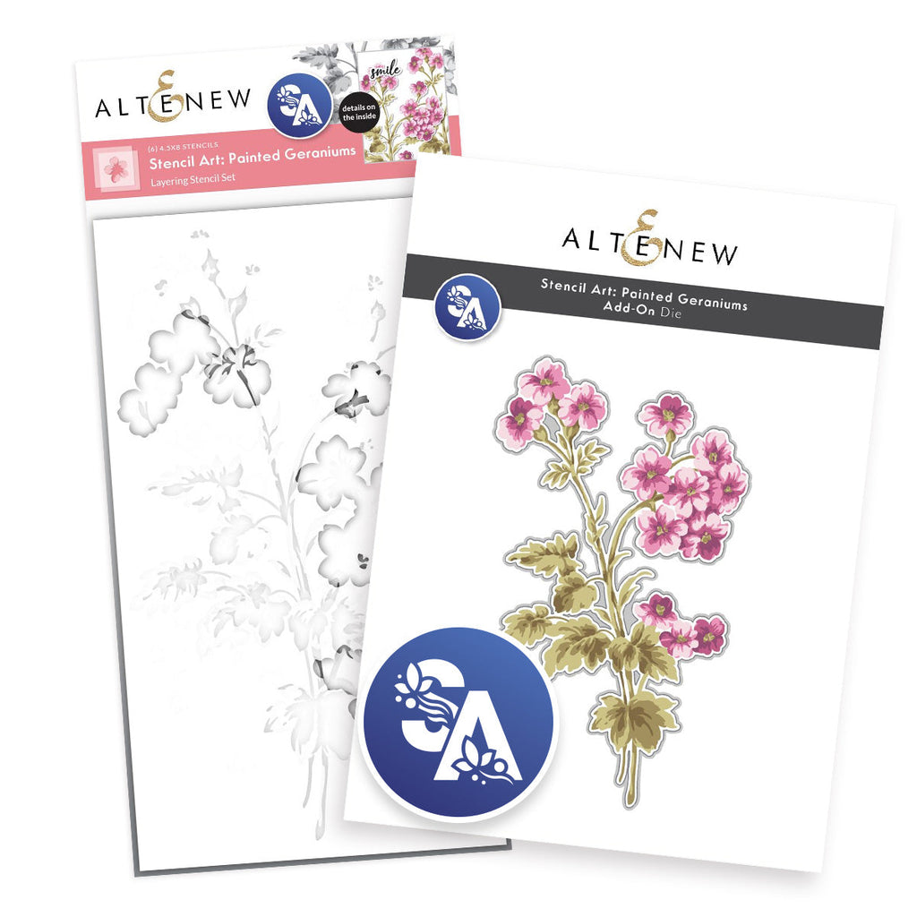 Altenew Stencil Art Painted Geraniums and Add-on Die Set