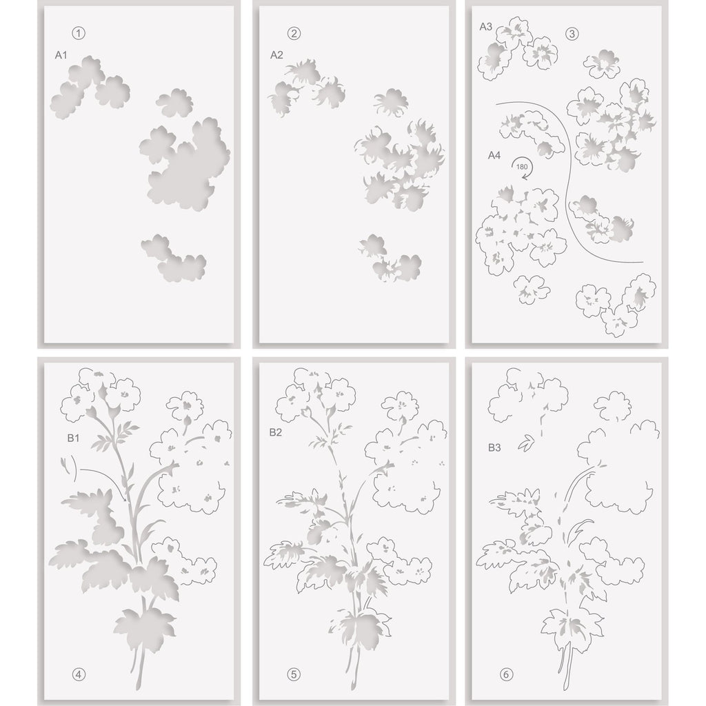 Altenew Stencil Art Painted Geraniums and Add-on Die Set layering guide