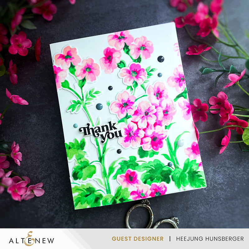 Altenew Stencil Art Painted Geraniums and Add-on Die Set pink