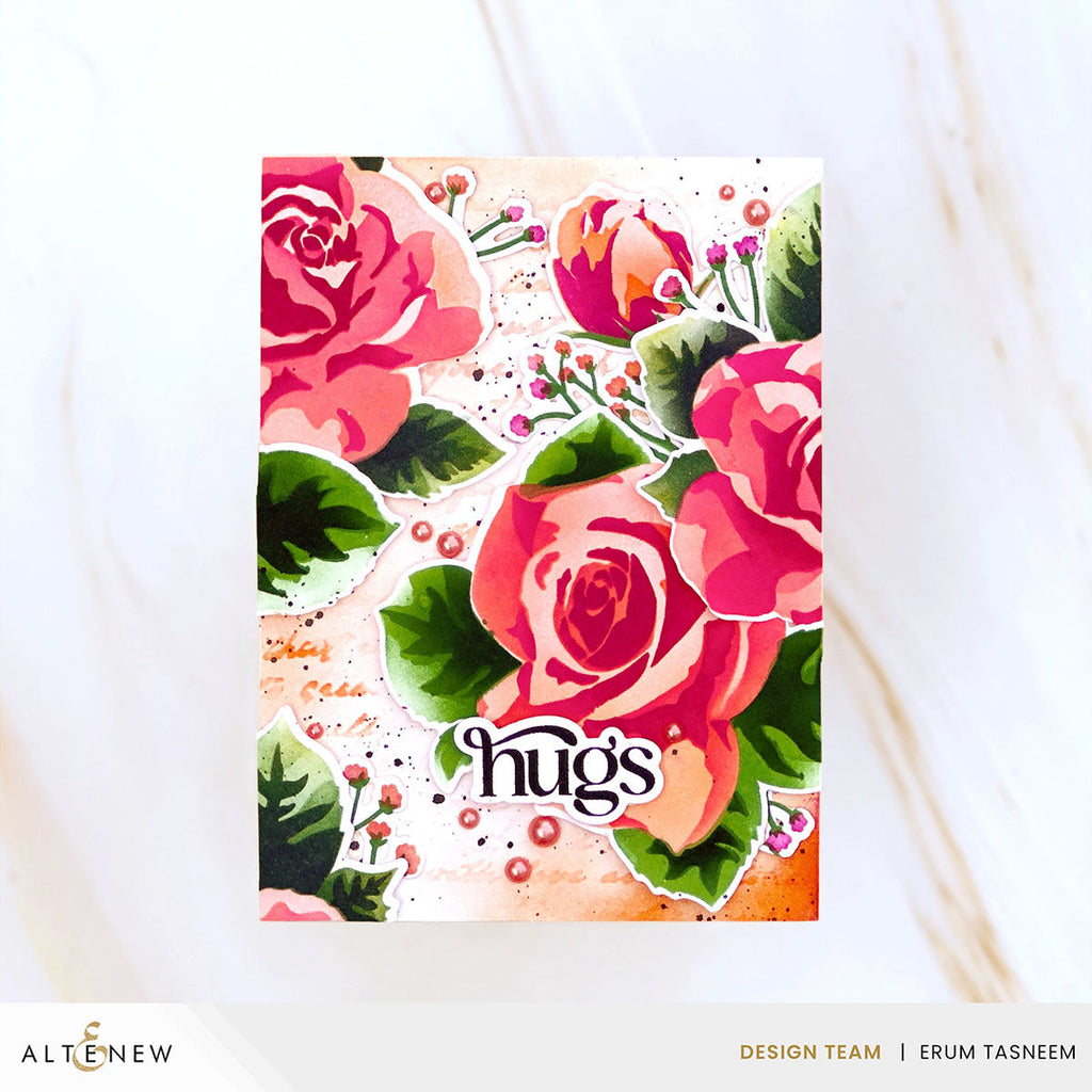 Altenew Stencil Art Romantic Roses and Add-on Die Set hugs