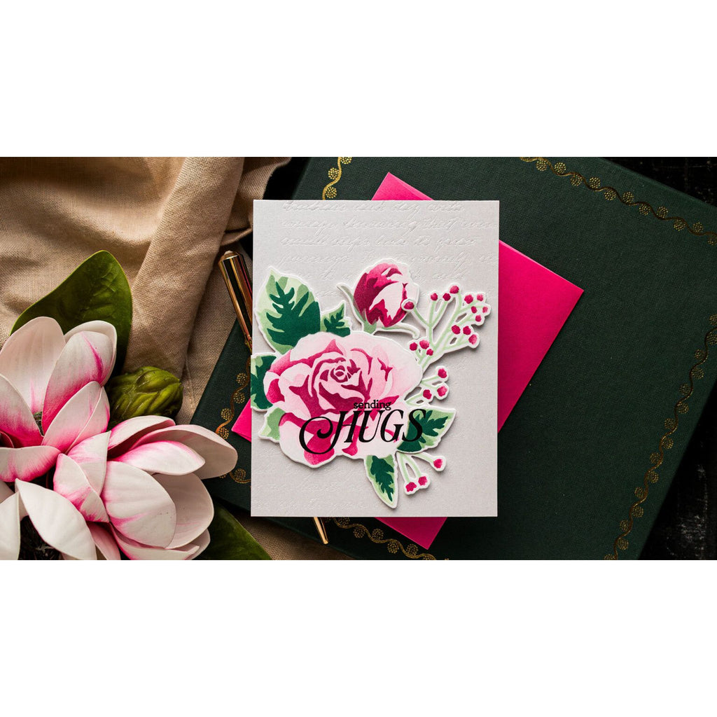 Altenew Stencil Art Romantic Roses and Add-on Die Set sending hugs | color-code:ALT01