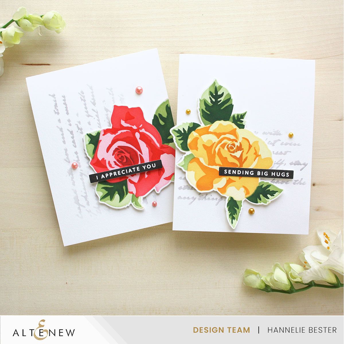 Altenew Stencil Art Romantic Roses and Add-on Die Set yellow
