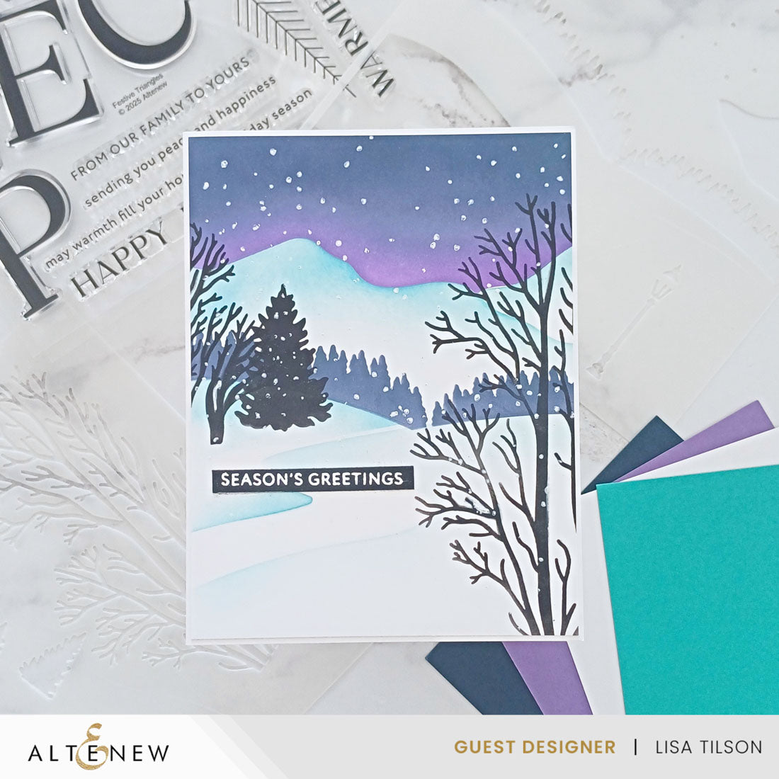 Altenew Stencil Art  Serene Landscapes Layering Stencils alt10903 season's greetings