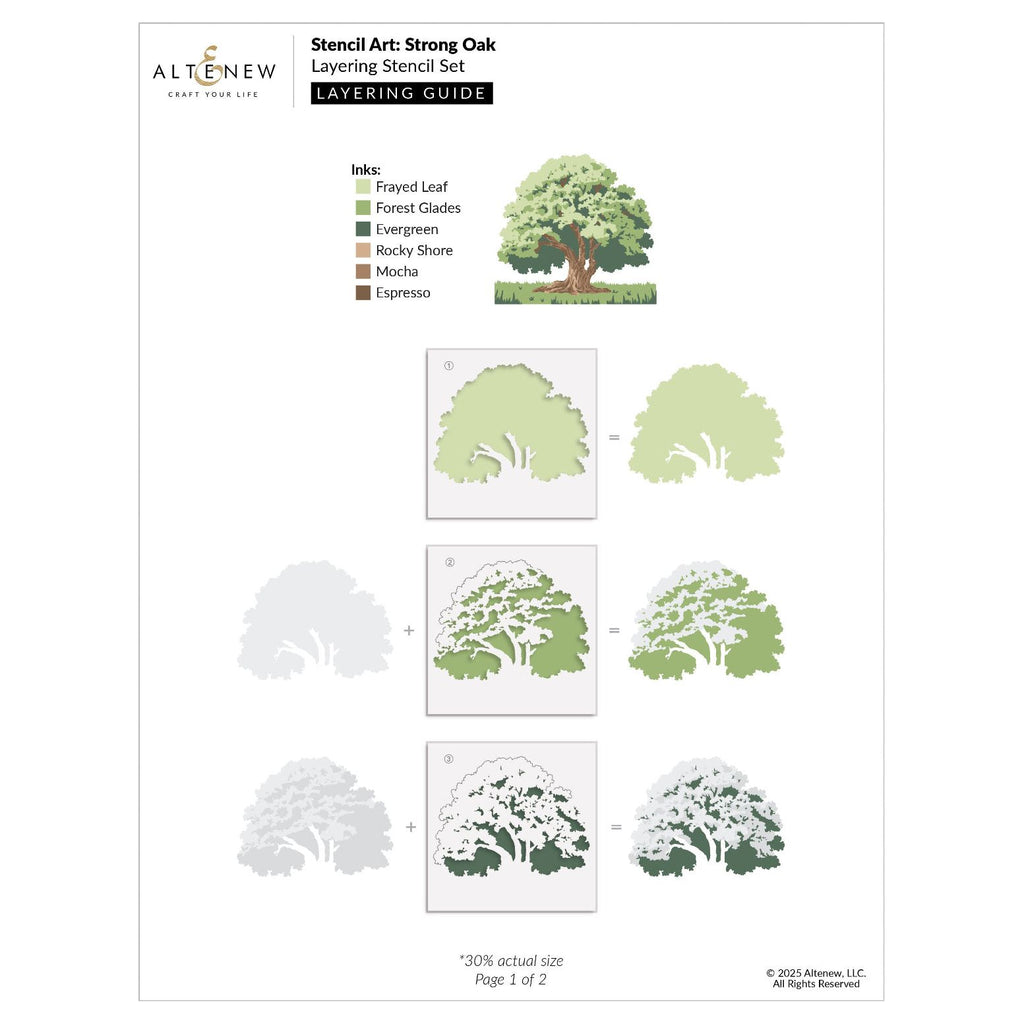Altenew Stencil Art Strong Oak Layering Stencils alt10753 layering guide