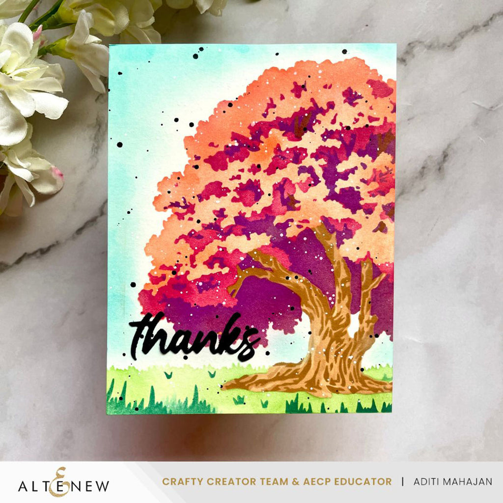 Altenew Stencil Art Strong Oak Layering Stencils alt10753 thanks