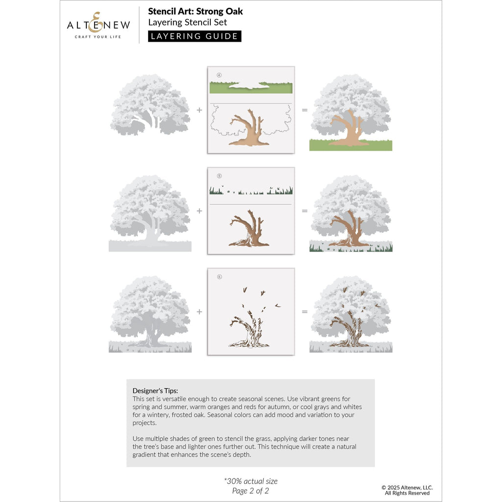 Altenew Stencil Art Strong Oak and Add-on Die Set layering guide 1