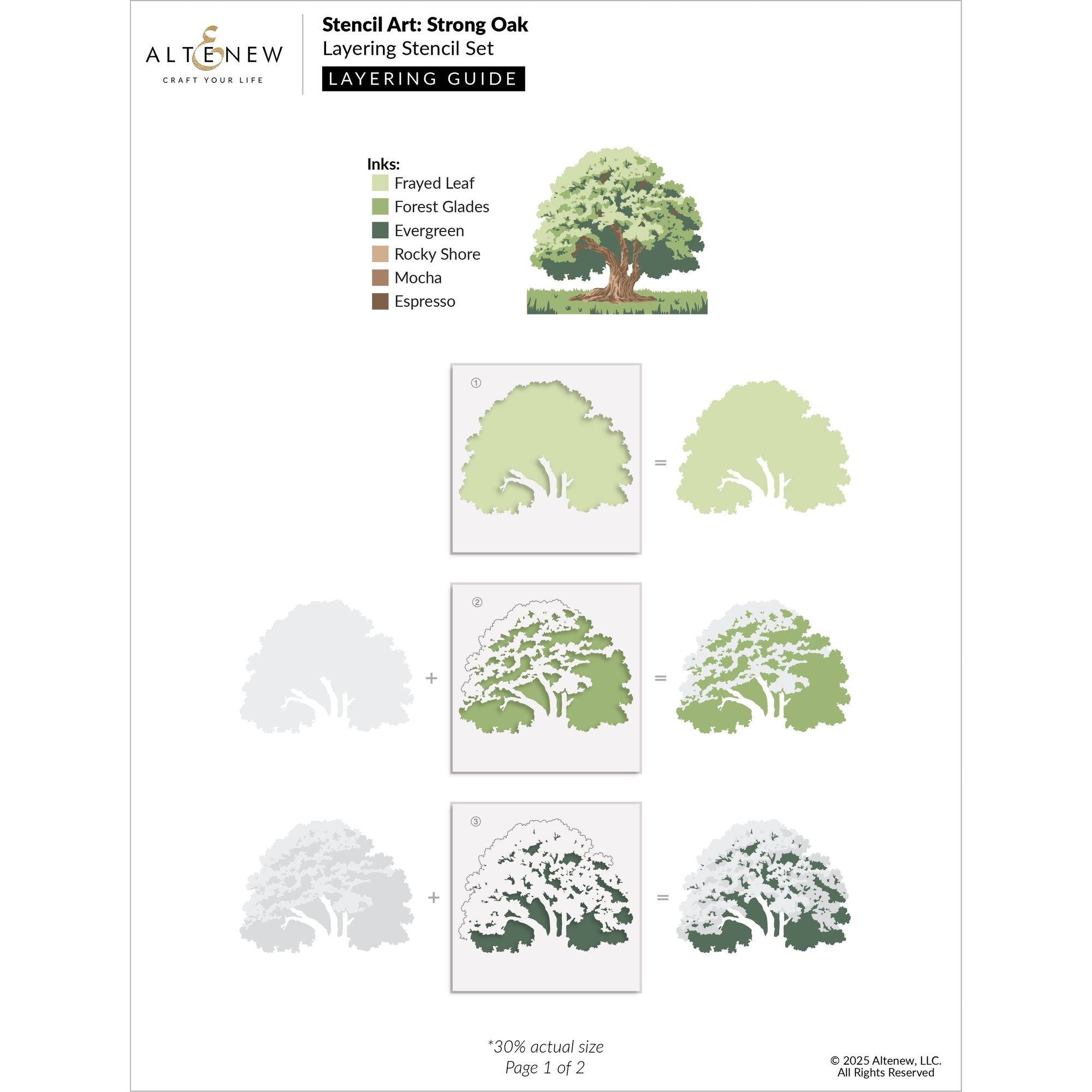 Altenew Stencil Art Strong Oak and Add-on Die Set layering guide 2