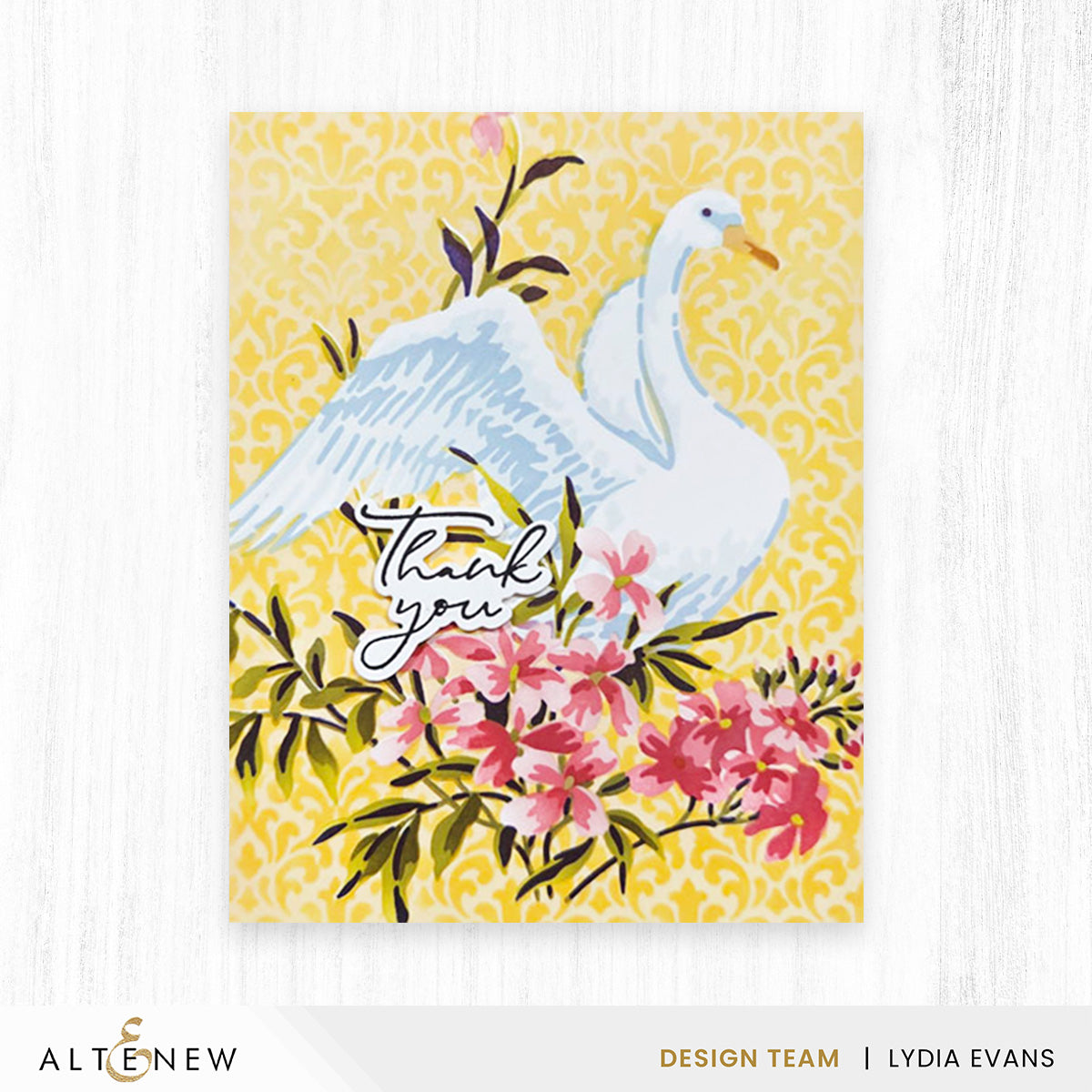Altenew Stencil Art Swan Serenade Layering Stencils alt11336 yellow background