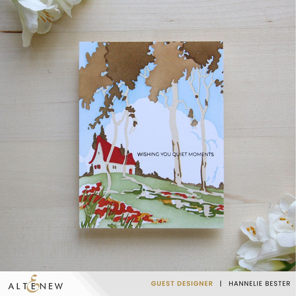 Altenew Stencil Art Where Nature Meets Home Layering Stencils alt11457 wishing you quiet moments card
