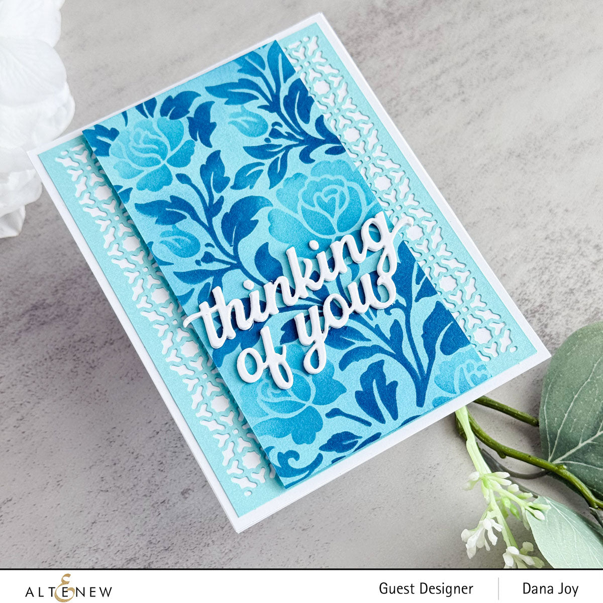 Altenew Stylish Greetings 2 Dies alt11417 blue background