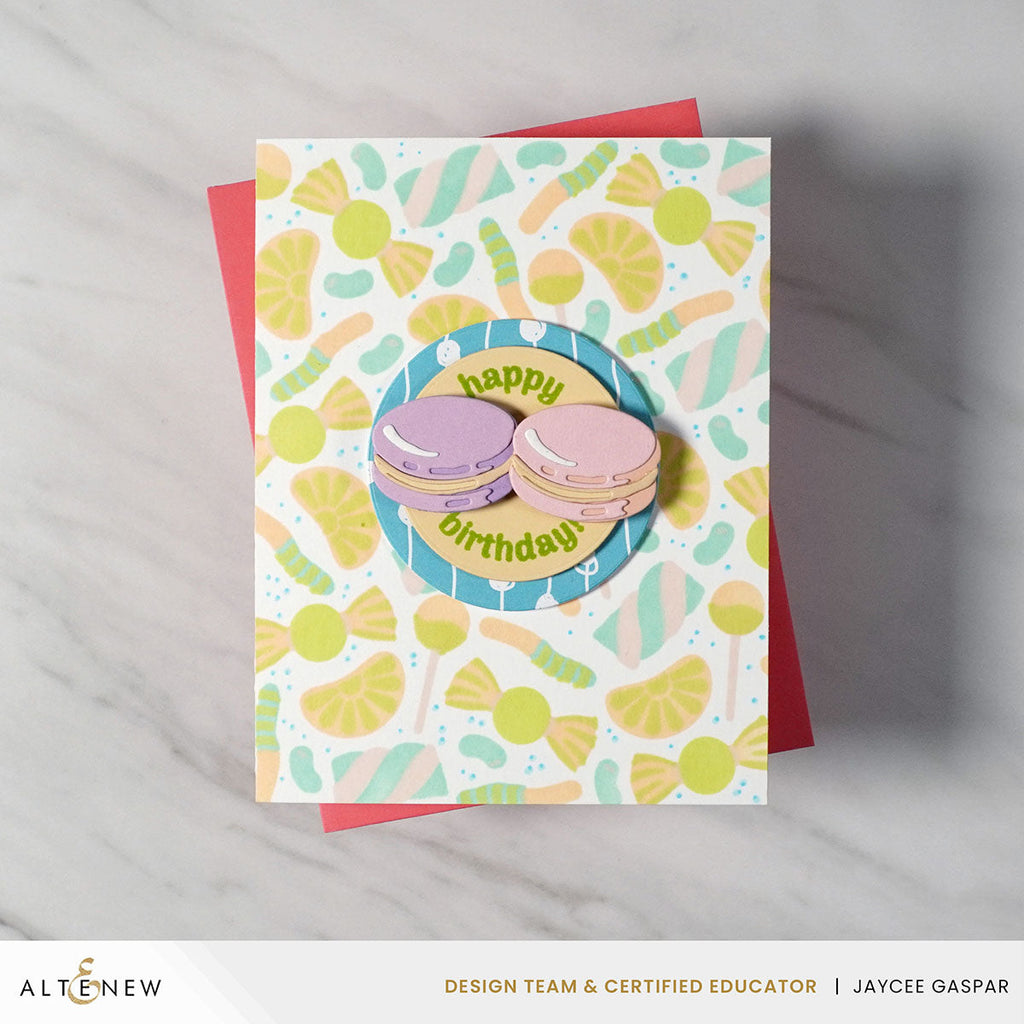 Altenew Sugar Rush Clear Stencils and Die Set happy birthday