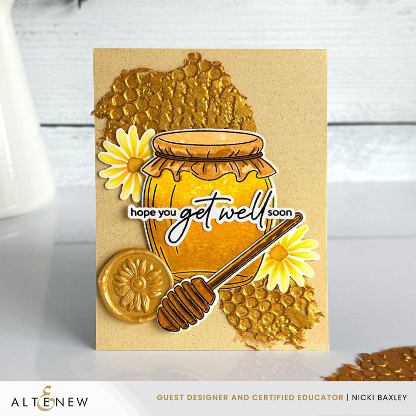 Altenew Sunflower Wax Seal Stamp and Wax Stamp Handle Set get well