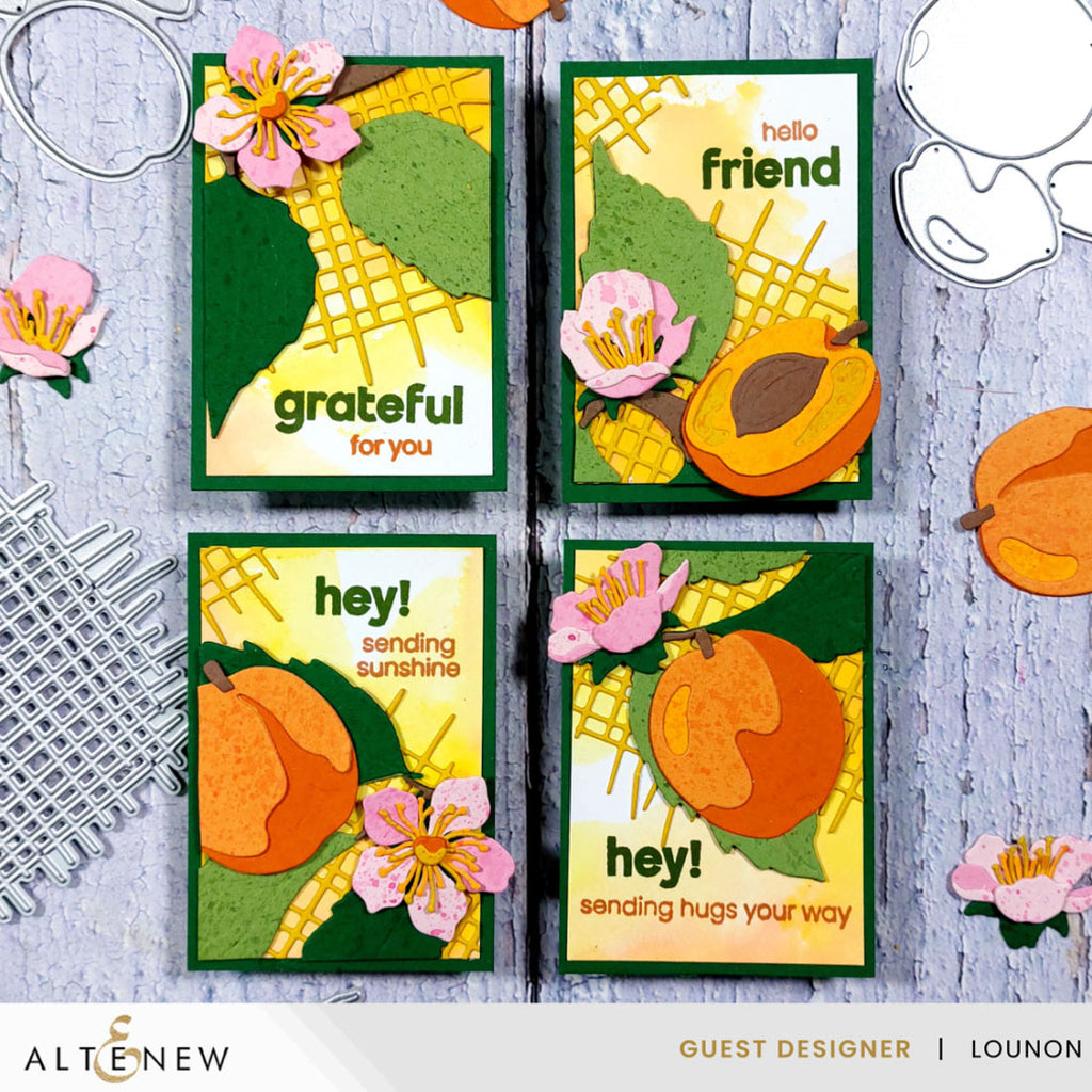 Altenew Sweet Apricots Layering Dies alt10880 hello friend