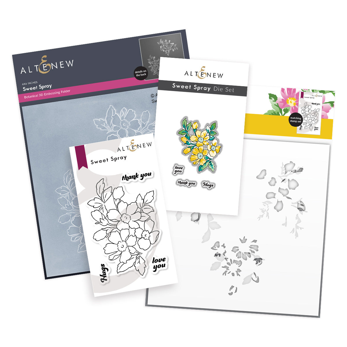 Altenew Sweet Spray Clear Stamp Die Stencil and Embossing Folder Set