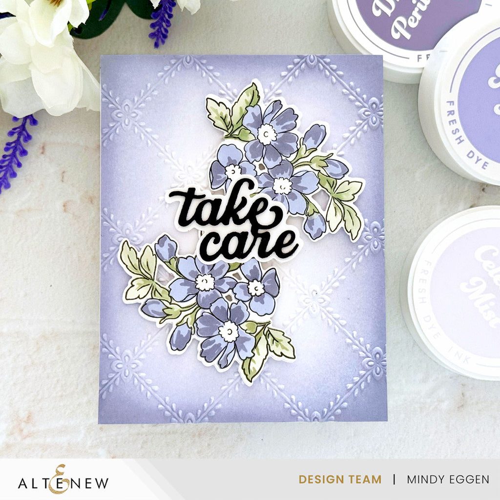 Altenew Sweet Spray Clear Stamp Die Stencil and Embossing Folder Set purple