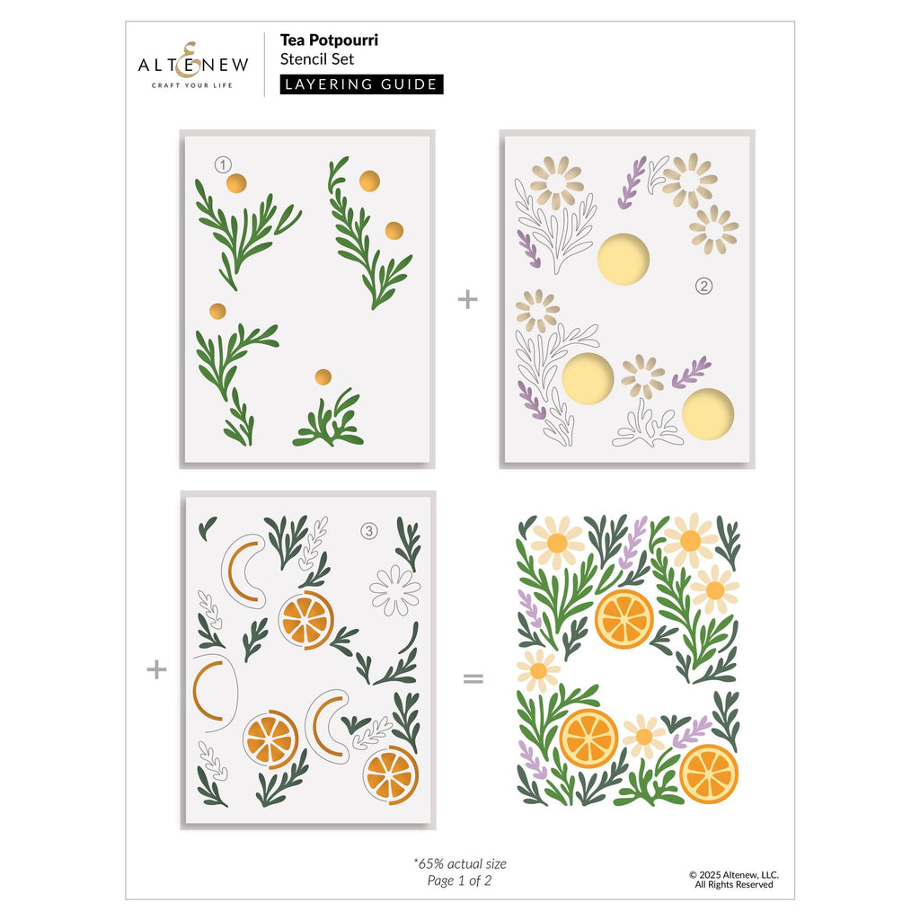 Altenew Tea Potpourri Stencils alt11010 layering guide 1