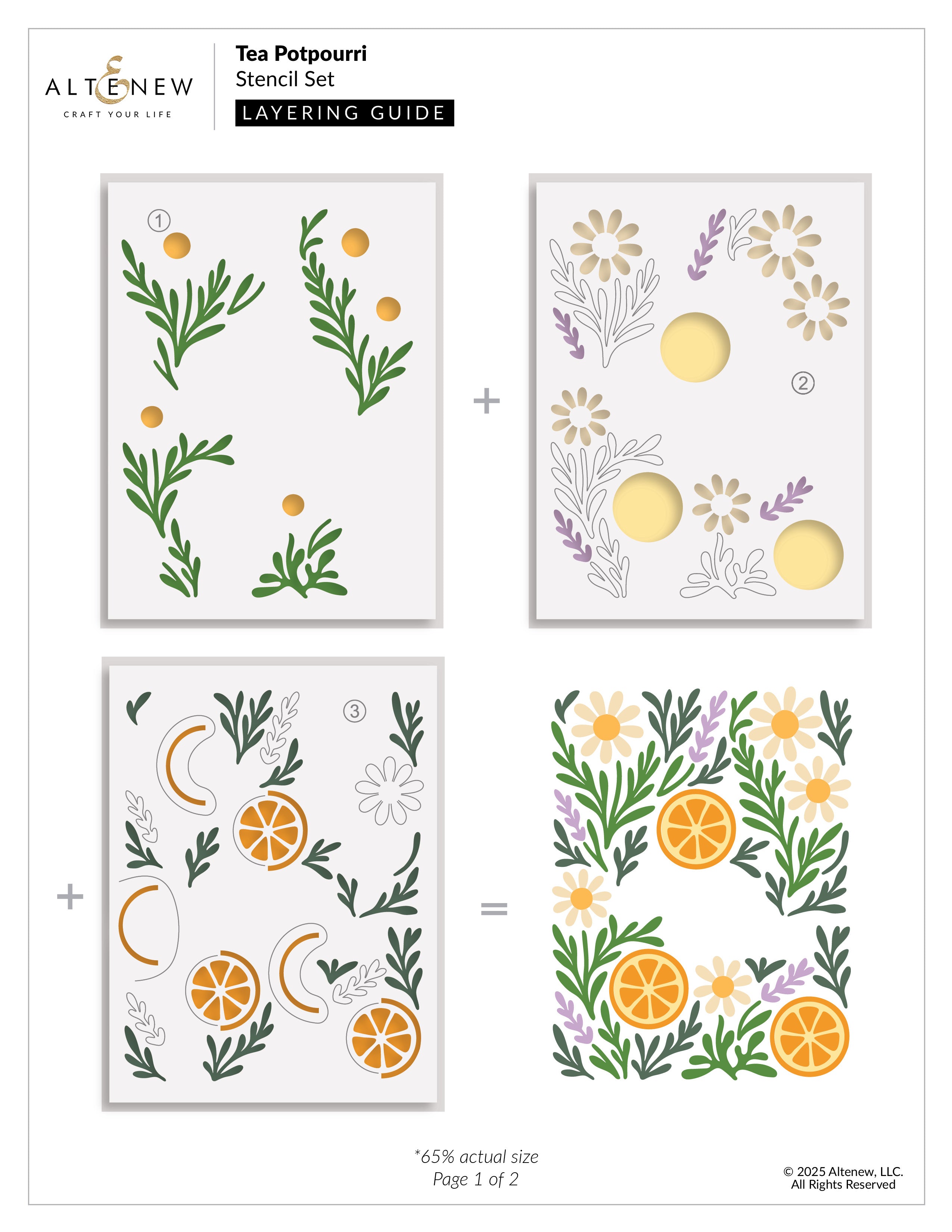 Altenew Tea Potpourri Stencils alt11010 layering guide 1