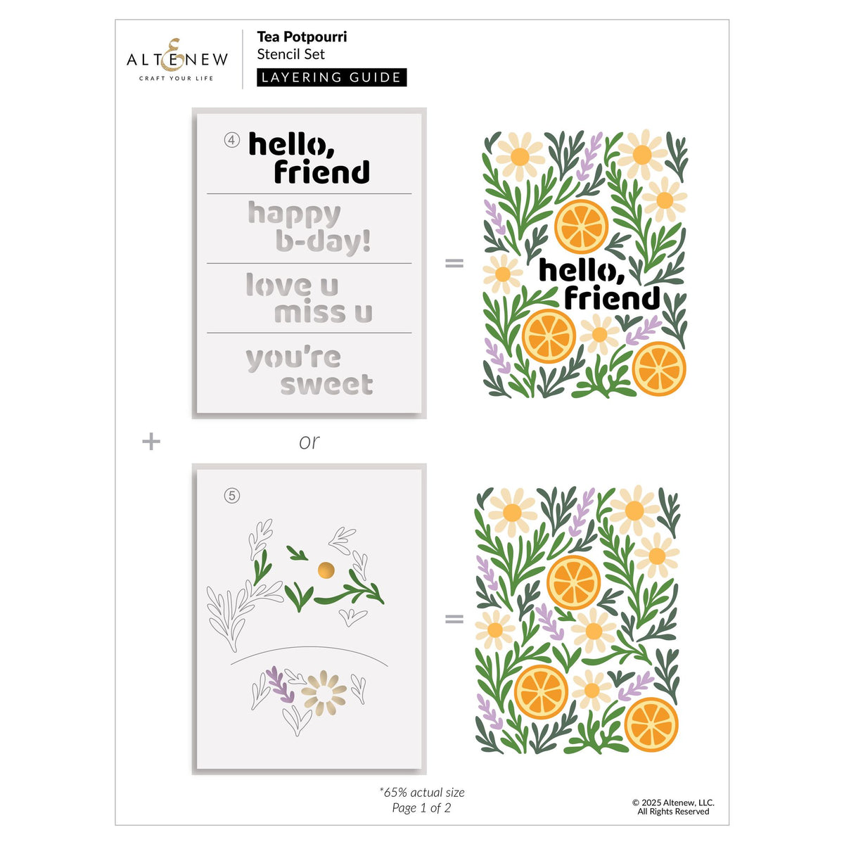 Altenew Tea Potpourri Stencils alt11010 layering guide 2