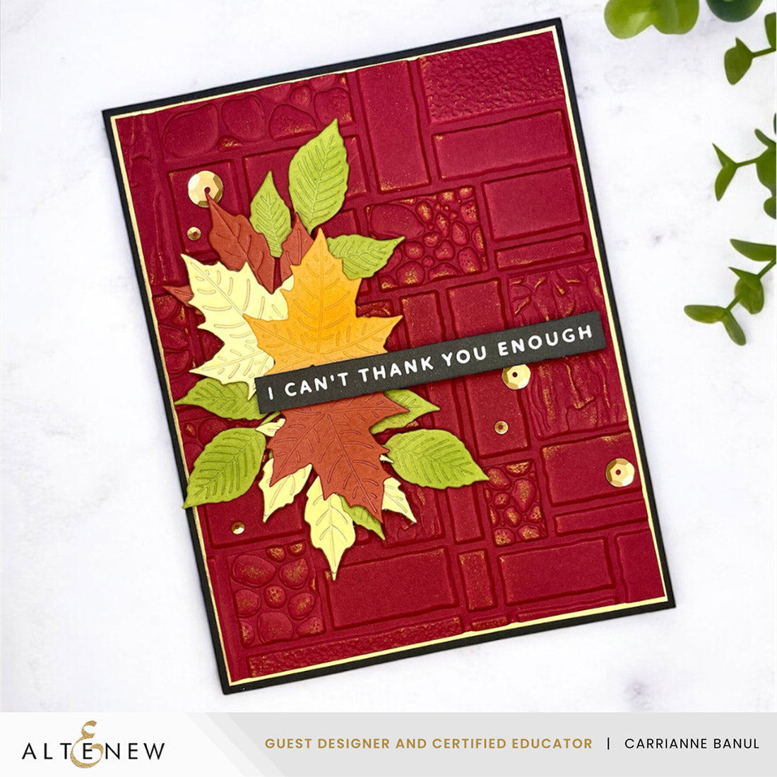 Altenew Textured Tiles 3D Embossing Folder alt10989 leaves