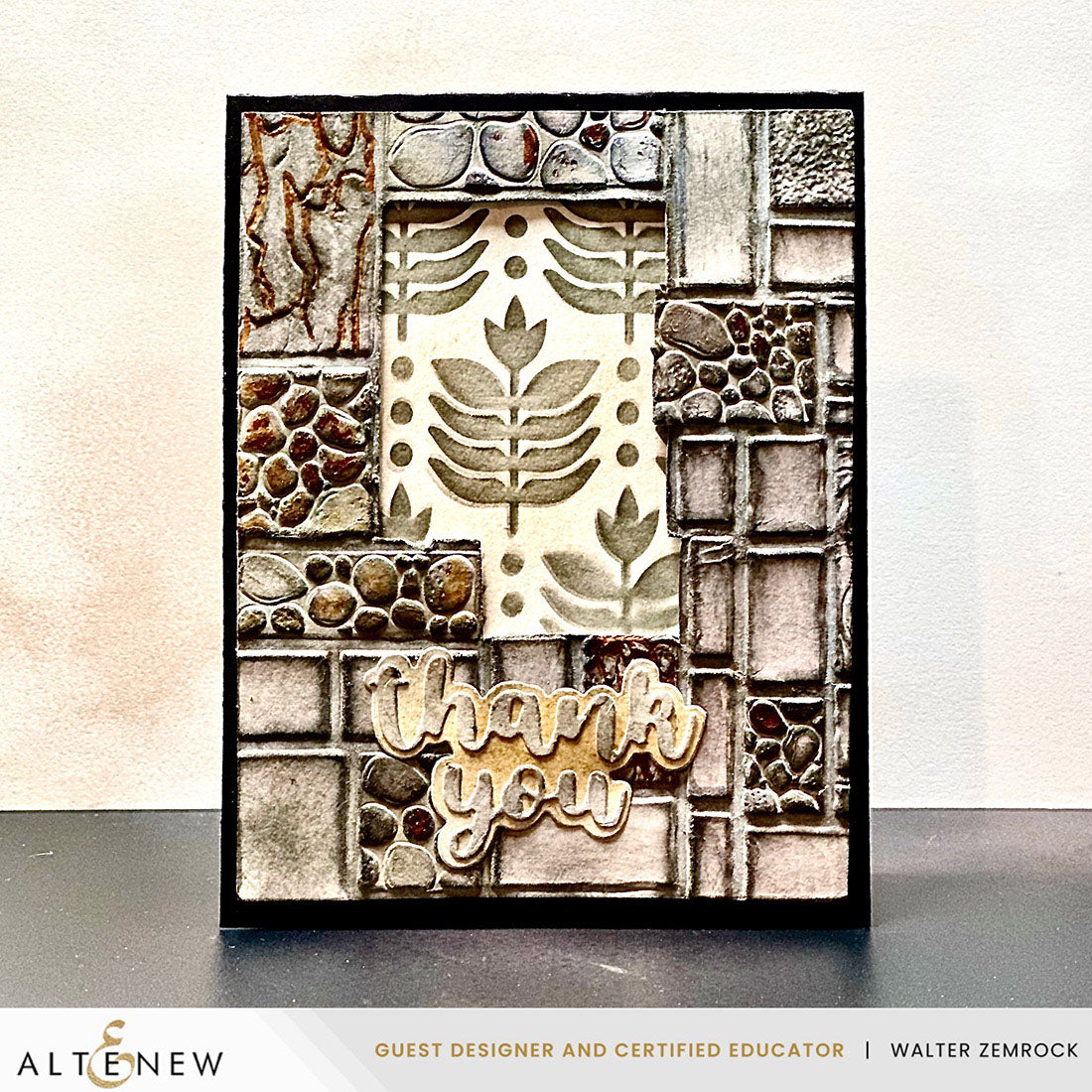 Altenew Textured Tiles 3D Embossing Folder alt10989 thank you