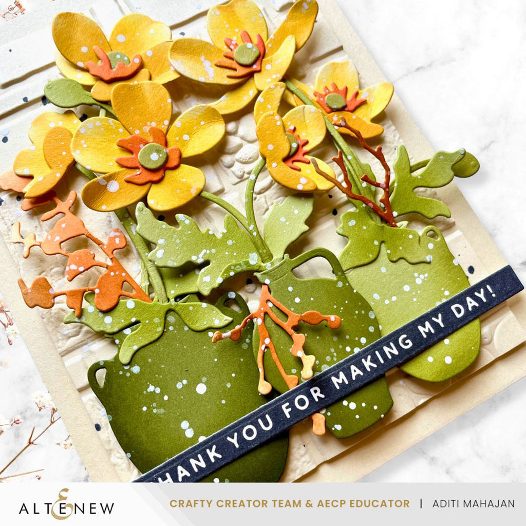 Altenew Textured Vases Die and Embossing Folder Set thank you