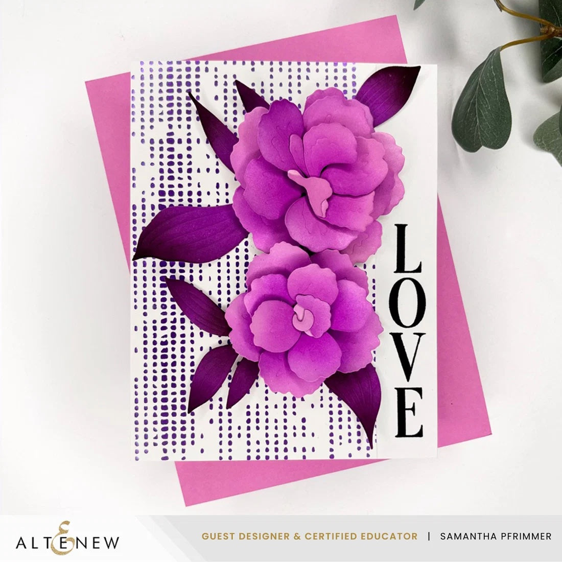 Altenew Thistle Floret Fresh Dye Ink Pad alt11469 purple flowers polka dots card