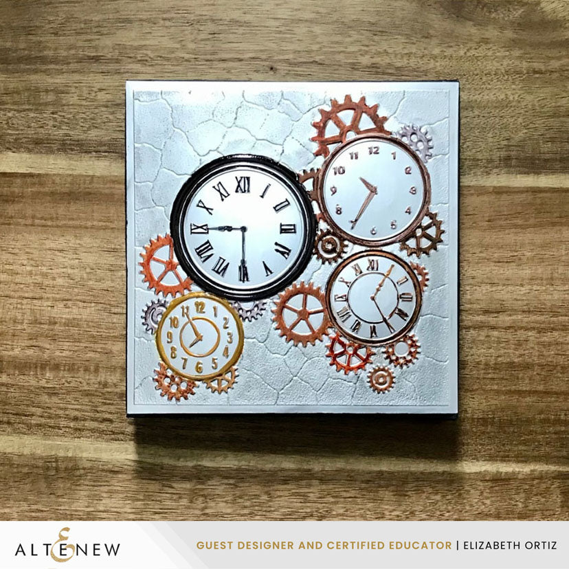 Altenew Traces of Yesterday 3D Embossing Folder alt11246 metallic gears