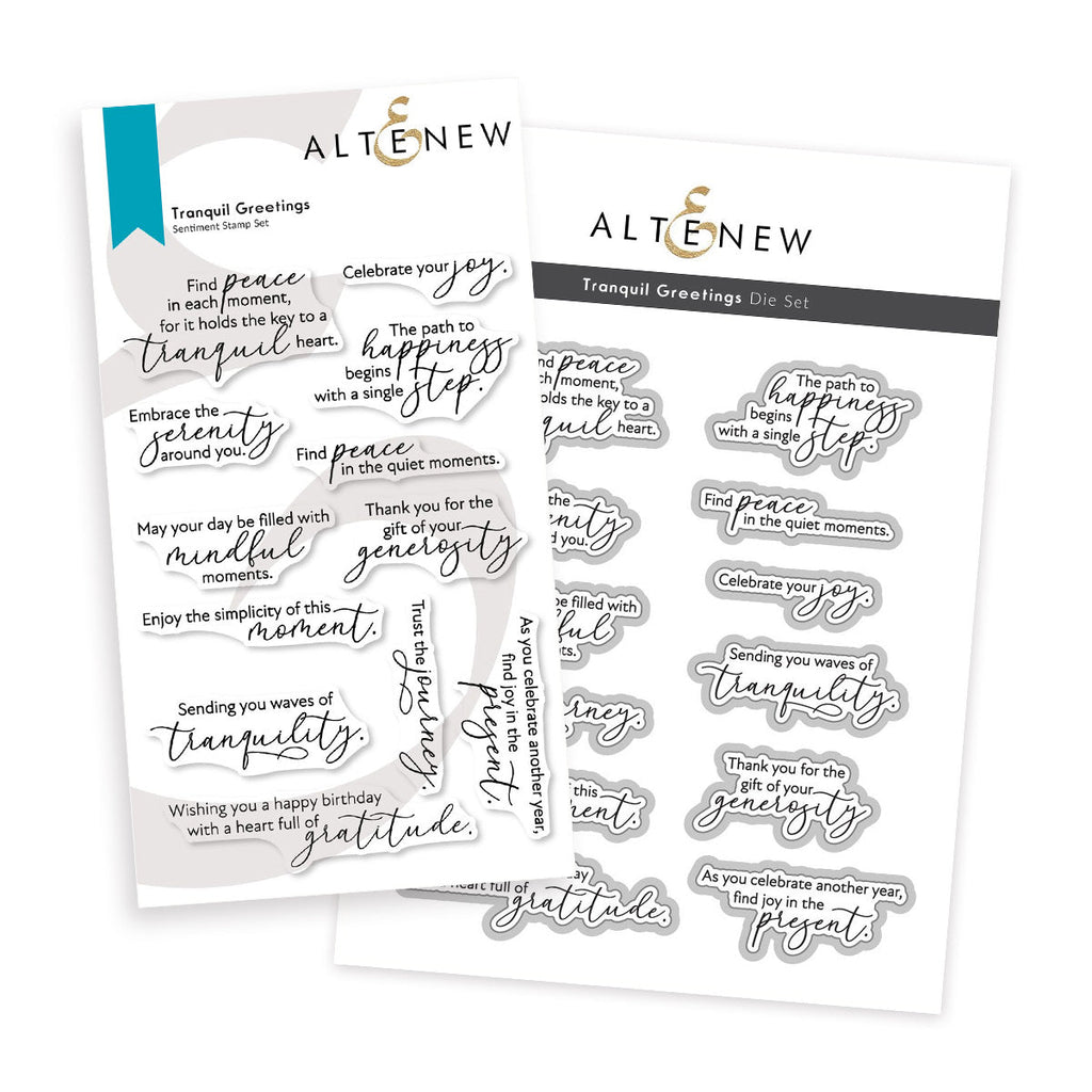 Altenew Tranquil Greetings Clear Stamp and Die Set