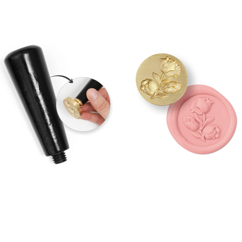 Altenew Tulip Motif Wax Seal Stamp and Wax Stamp Handle Set