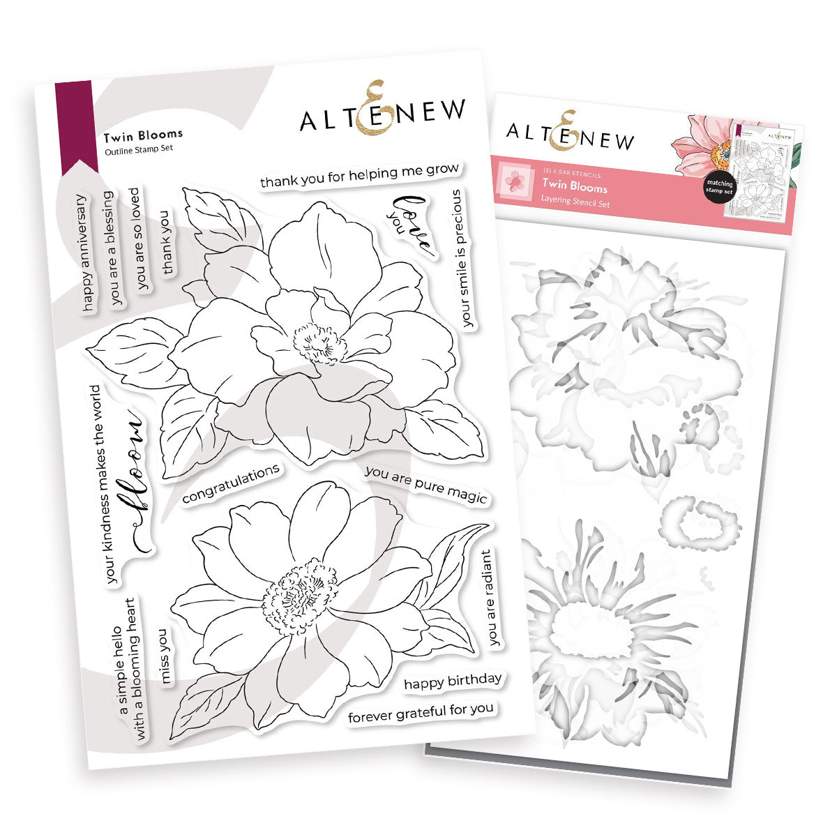 Altenew Twin Blooms Clear Stamp and Stencil Set