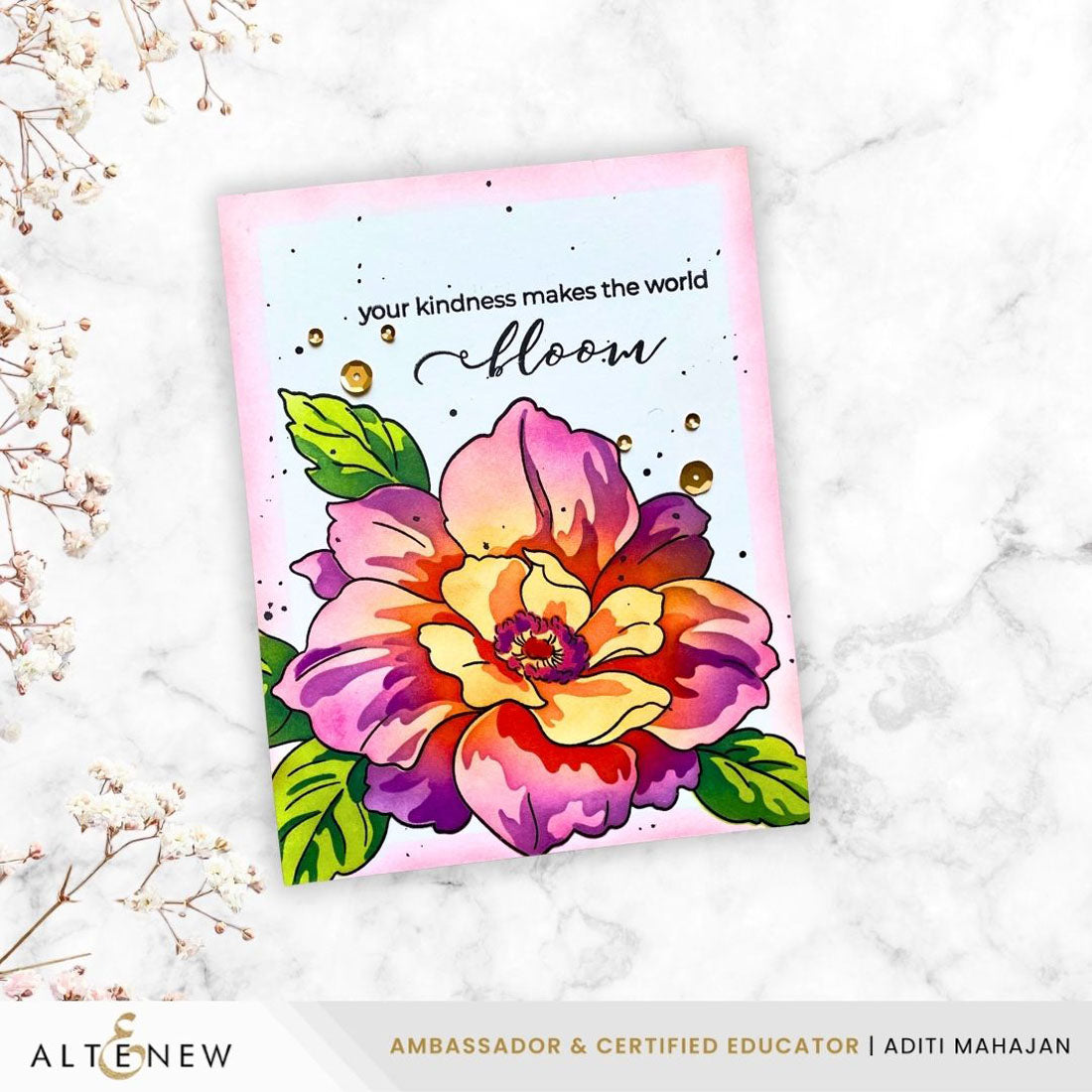 Altenew Twin Blooms Clear Stamps alt11227 bright bloom