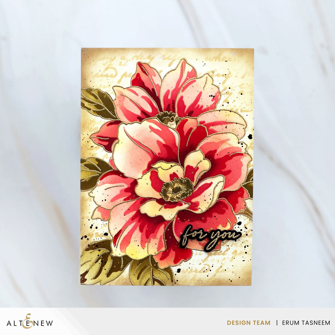 Altenew Twin Blooms Layering Stencils alt11270 yellow background