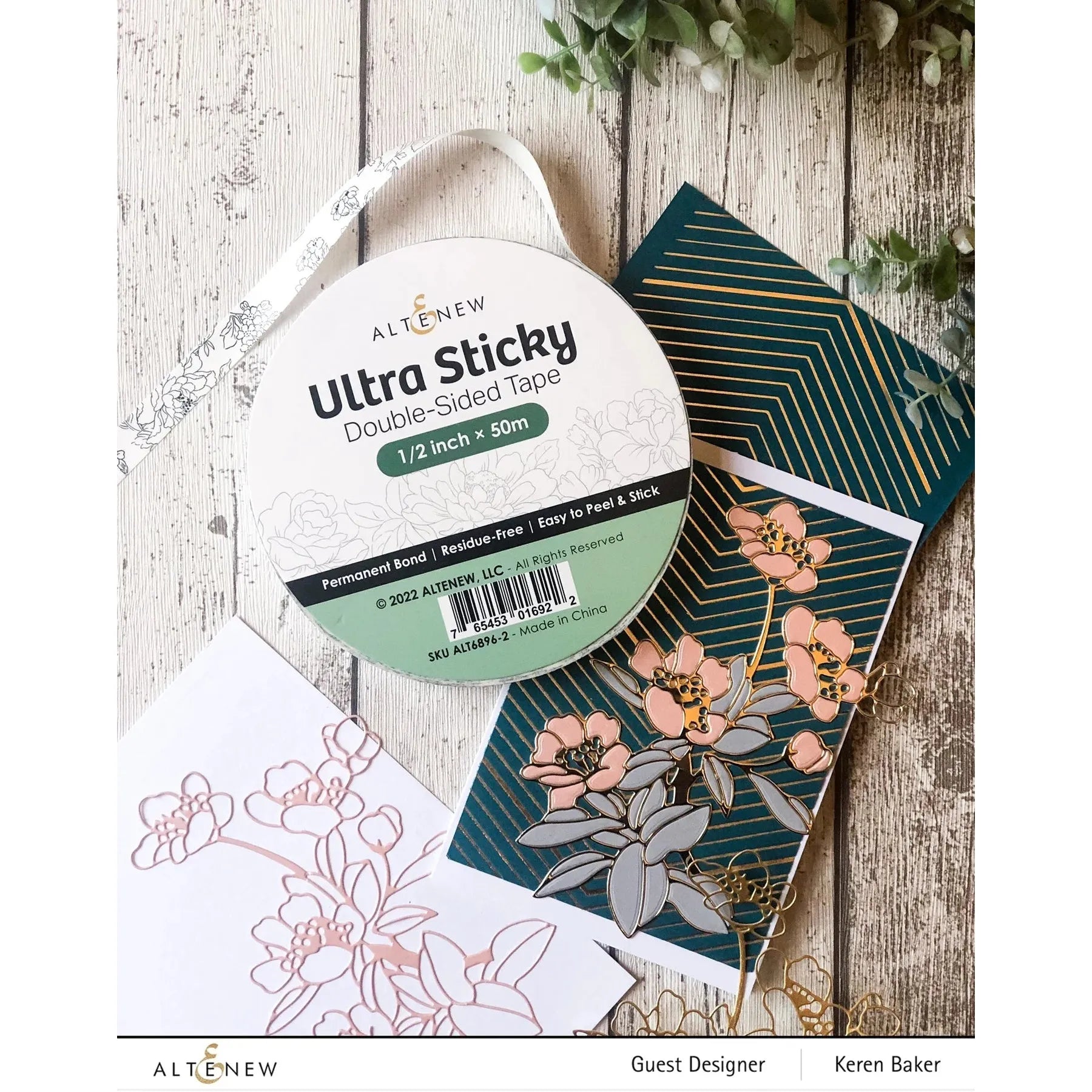 Altenew Ultra Sticky Double Sided Tape 0.5 inch x 50m alt6896-2 flowers