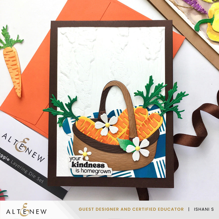 Altenew Very Veggie Layering Dies alt11390 basket of carrots card