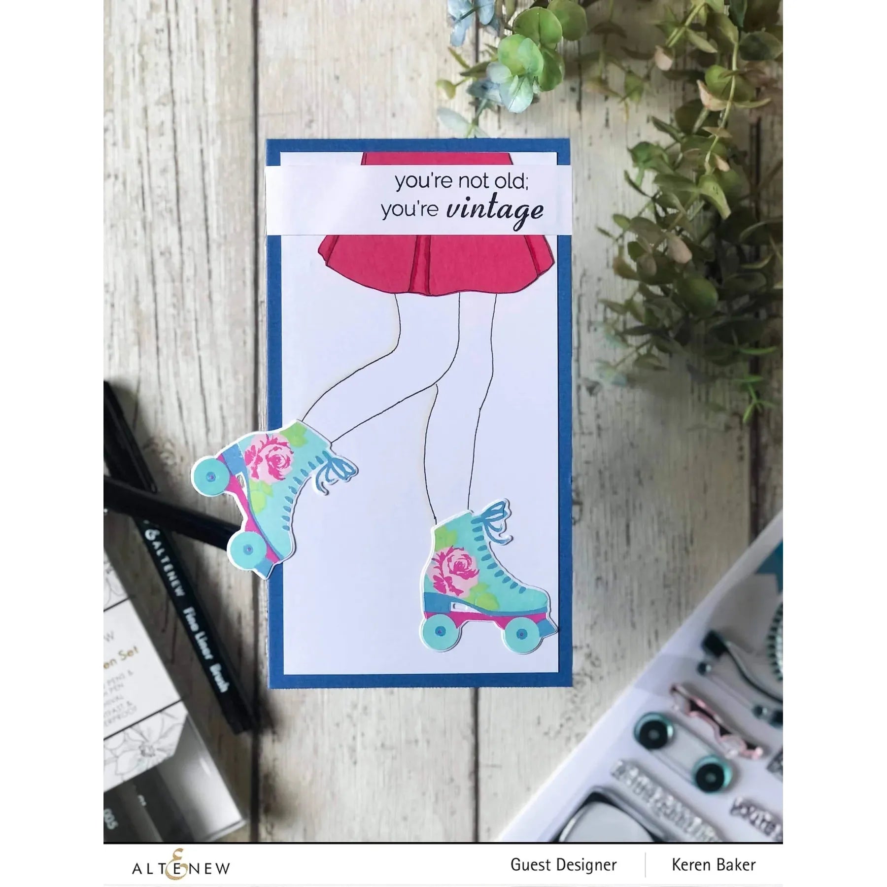 Altenew Vintage Vibes Simple Coloring Stencil alt6265* roller skates