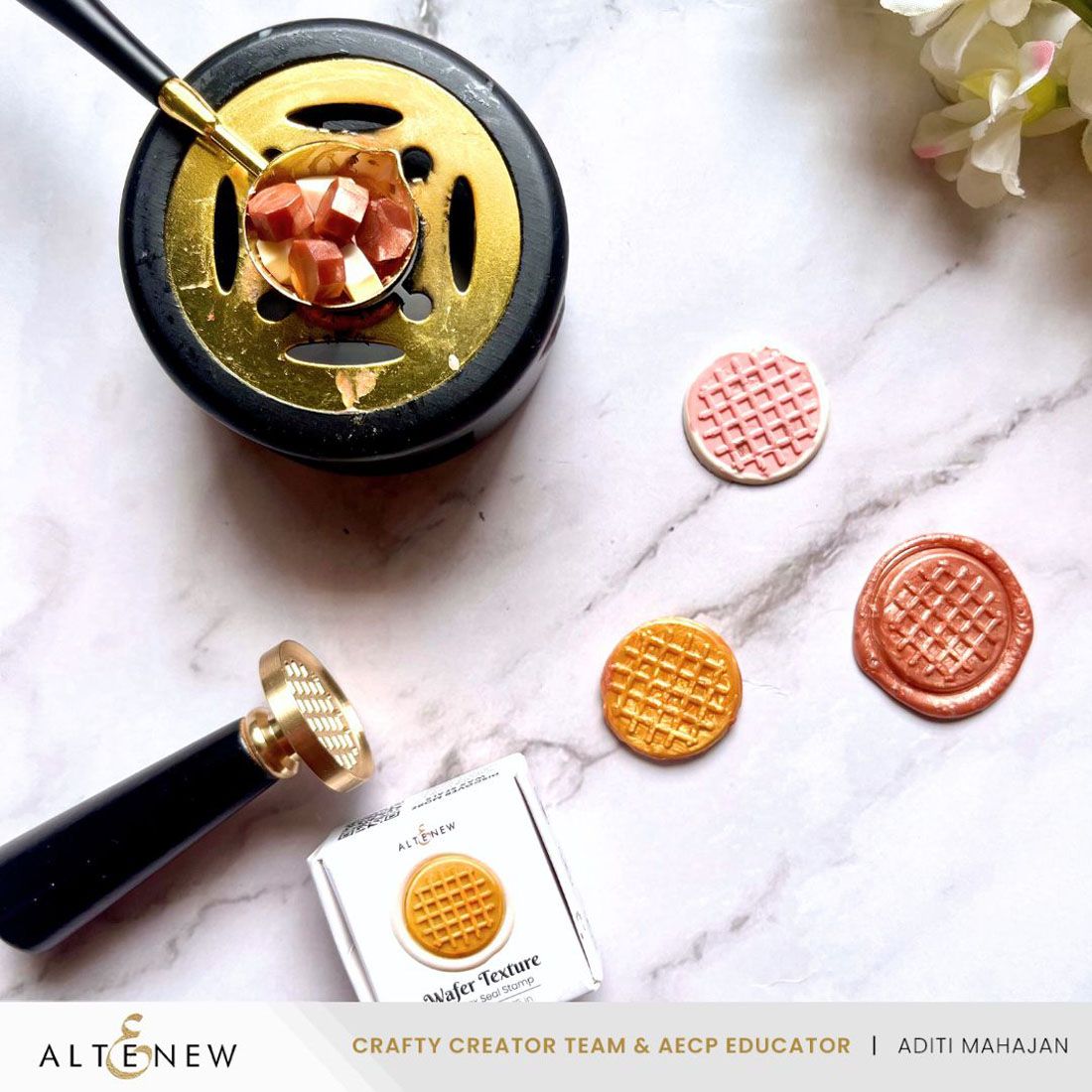 Altenew Wafer Texture Wax Seal Stamp alt10932 melting