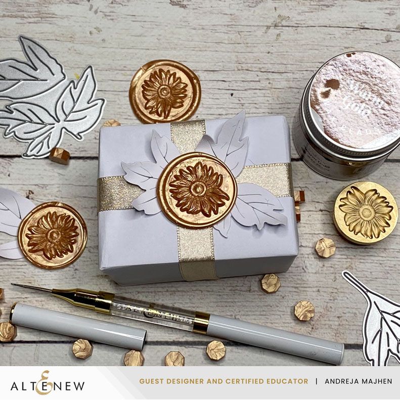 Altenew Warm Gold Wax Beads alt10524 present