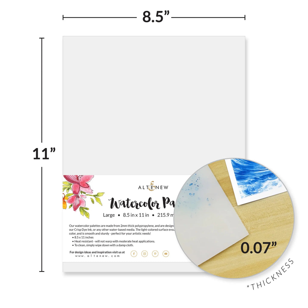Altenew Watercolor Clear Flat Palette Large alt2131 measurements