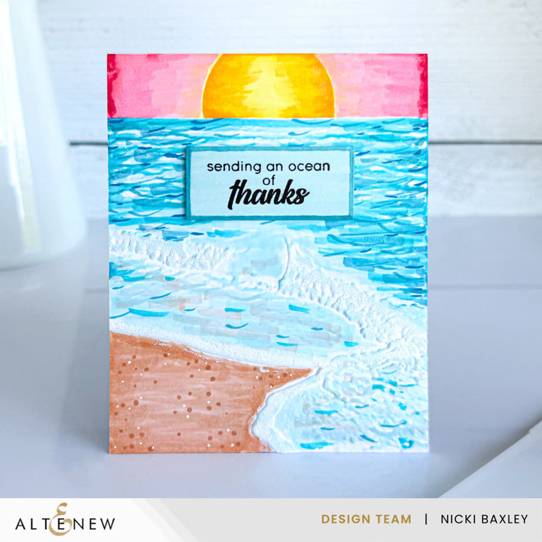 Altenew Whispering Waves 3D Embossing Folder alt11397 thank you