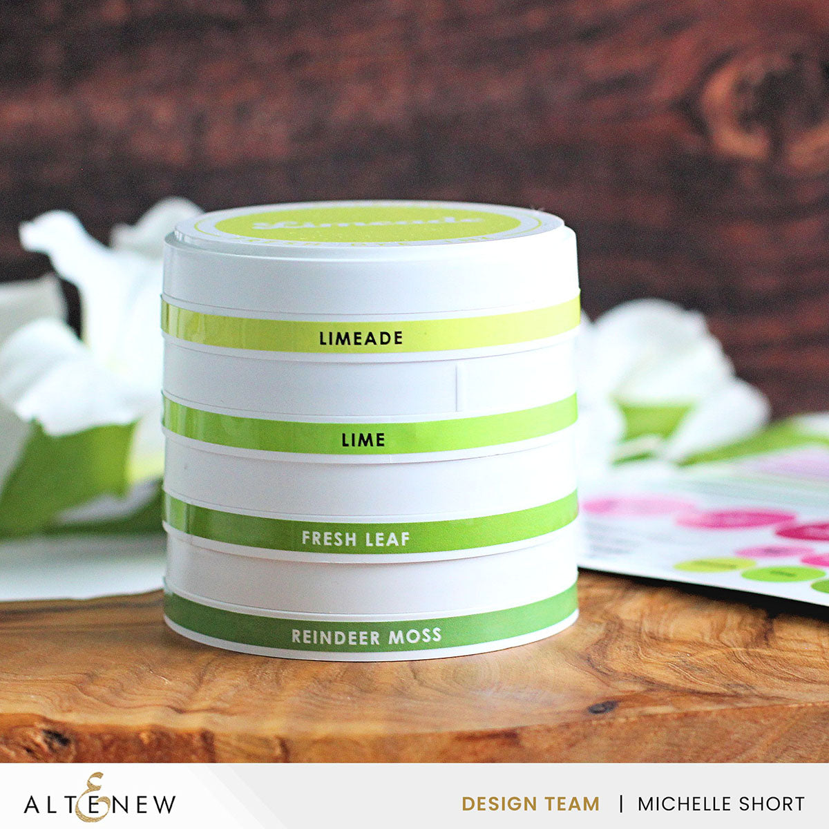 Altenew Whispering Woodland, Bubblegum Dreams Round Ink Pads and Blending Brushes Label Set alt8699-sb product image