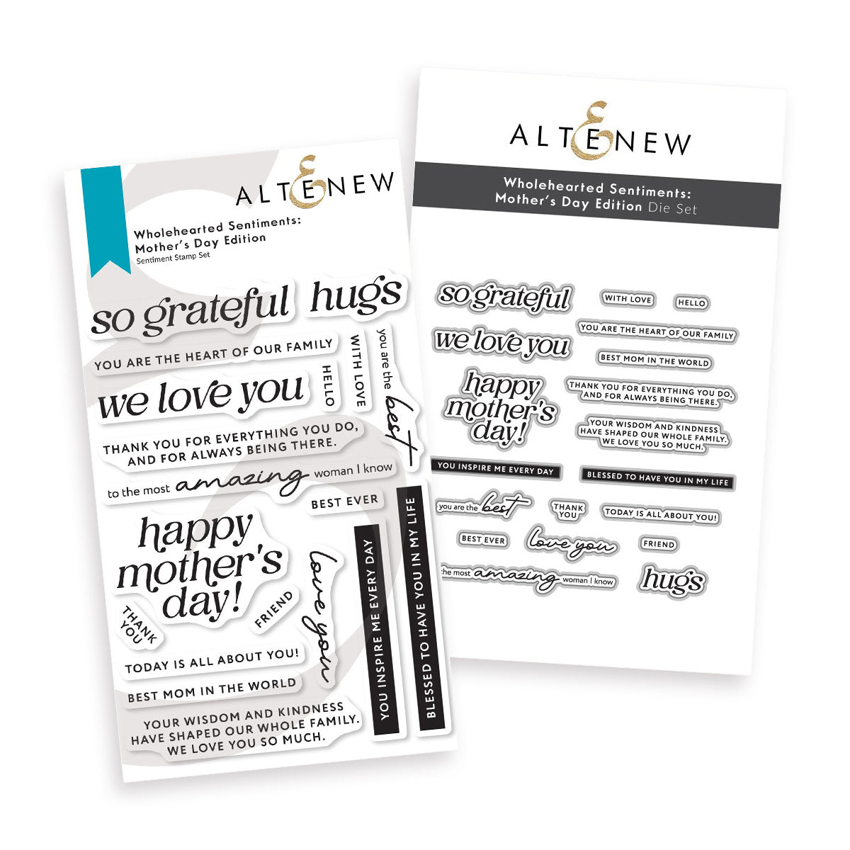 Altenew Wholehearted Sentiments Mother’s Day Edition Clear Stamp and Die Set