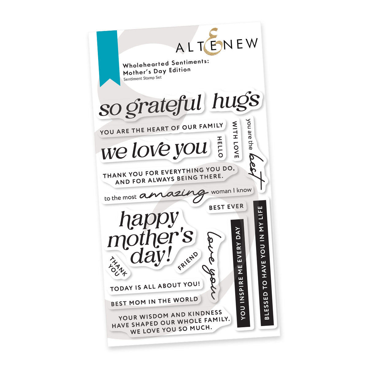 Altenew Wholehearted Sentiments Mother’s Day Edition Clear Stamp and Die Set image 1