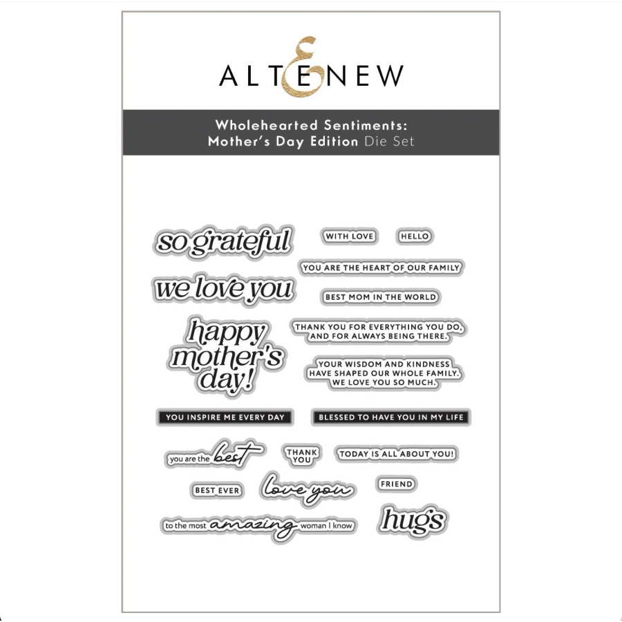 Altenew Wholehearted Sentiments Mother’s Day Edition Clear Stamp and Die Set image 2