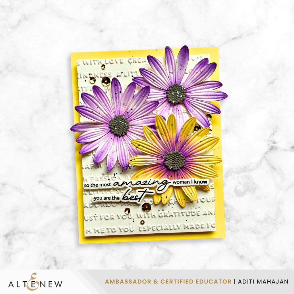 Altenew Wholehearted Sentiments Mother’s Day Edition Dies alt11393 purple flowers