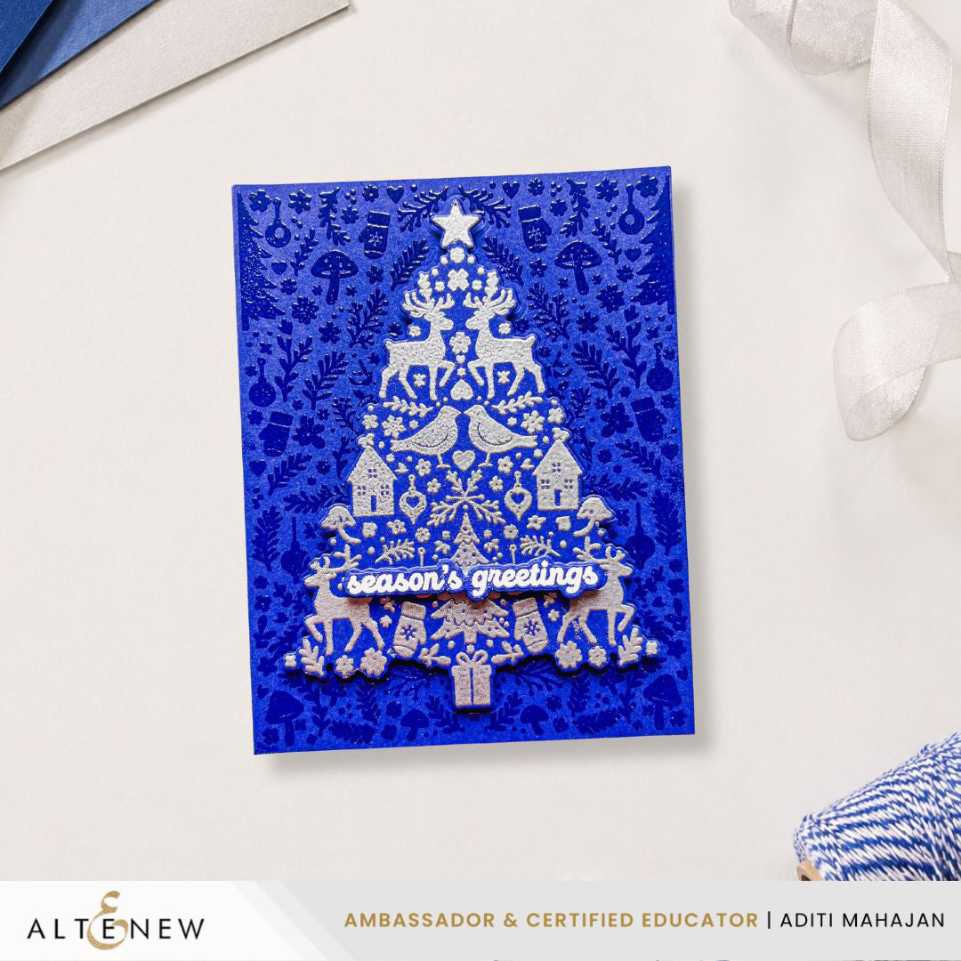 Altenew Winter Woodland Dies alt11535 blue silver tree card