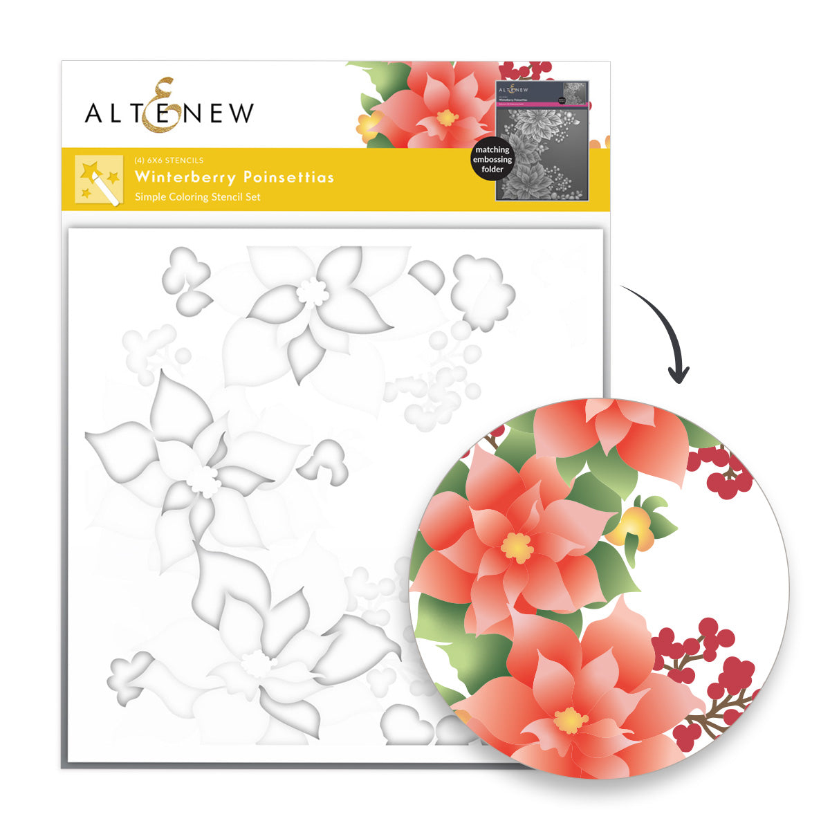 Altenew Winterberry Poinsettias 3D Embossing Folder and Stencil