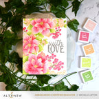 Altenew Winterberry Poinsettias Stencils alt11537 with love card