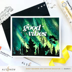 Altenew Woodland Silhouette Clear Stamp alt11538 northern lights card