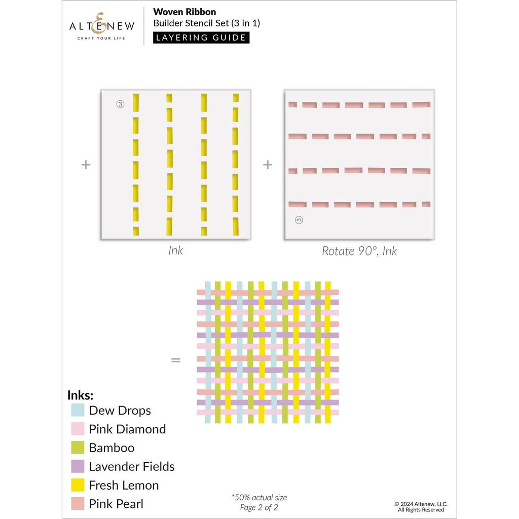 Altenew Woven Ribbon Builder Stencils alt10595 guide 2