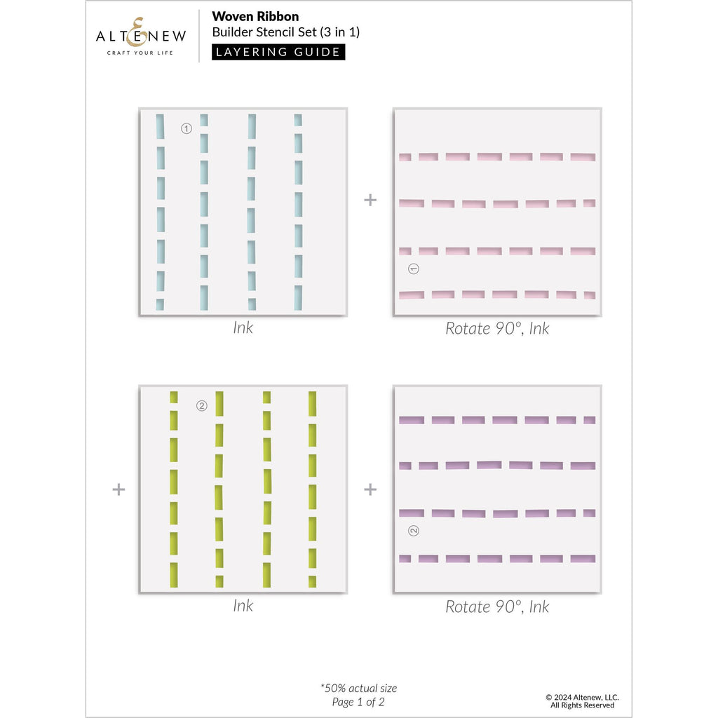 Altenew Woven Ribbon Builder Stencils alt10595 layering guide